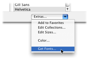 Get Fonts… menu item from the Mac OS X fonts panel.
