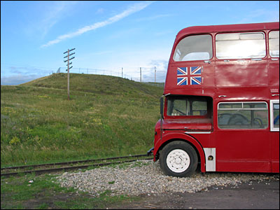 Double decker bus. Crossroads Market, Calgary. 03 September 2002. Copyright © 2002 Grant Hutchinson