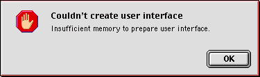 Error message — Couldn’t create user interface.
