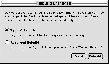 Rebuild Database Dialog Box